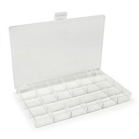 Darice 10.5" x 6.5" x 0.875" 21 Compartment Clear Plastic Storage Box, 1 Each