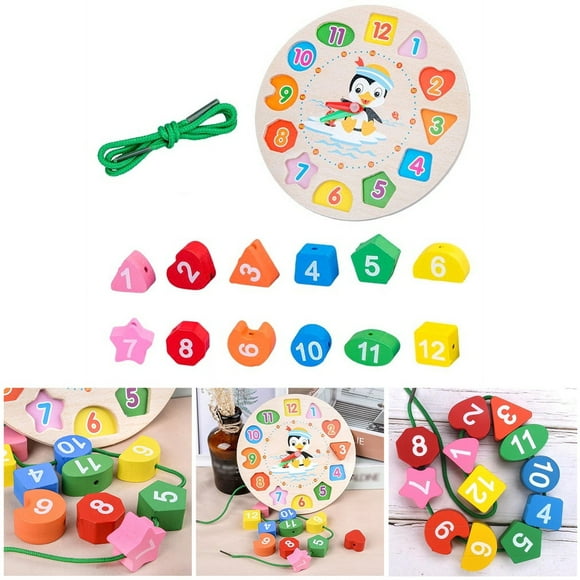 Wooden Shape Color Sorting Clock Toy Number Puzzle Stacking Sorter Early Learning Educational Toy For 1 3 Years Old Toddler Baby