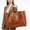 Yellow Brown, variant on Women's Open PocketsTote Shoulder Bag, Large Capacity PU Soft Leather, Yellow Brown