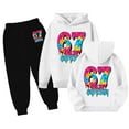 thumbnail image 4 of Kids Outfits Set 6 7 Six Seven Letter Outfits Set Comfortable Child Toddler Boys Girls Long Sleeve Solid Warm Hoodie Pullover Tops Pants Kids Outfits Sweat Suit White 150(11-12 Years), 4 of 8