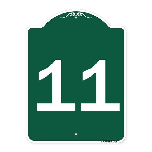 SignMission A-DES-GW-1824-22911 18 x 24 in. Designer Series Sign - Sign with Number 11, Green & White