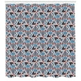 thumbnail image 3 of Ikat Shower Curtain, Ancient Geometrical Cultural Composition with Triangles Hipster Folkloric, Fabric Bathroom Set with Hooks, 69W X 84L Inches Extra Long, Coral Blue and Black, by Ambesonne, 3 of 3
