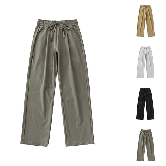 Kcolen Casual Pants for Men Stretch Men's Fashionable Casual Pants with Elastic Waist Loose Fit Straight Leg Ice Silk for Jogging Sports and Everyday Wear