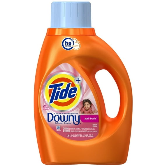 Tide + Downy Liquid Laundry Detergent, April Fresh 46 oz (Pack of 2)