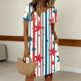 thumbnail image 2 of Women's 4th of July 250th Anniversary Patriotic Dress Short Sleeve Button Neck Printed Pattern Relaxed Fit Summer Holiday Style Casual Independence Day USA Flag Daily Wear Red XXL, 2 of 5