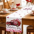 thumbnail image 5 of Valentine's Day Table Runner 36 Inches Long Farmhouse Dress Scarves, Pink Roses Car Love Hearts Romantic Dining Tablerunner for Coffee Table/Kitchen Island/Party Décor, Small 13" x 36", 5 of 8