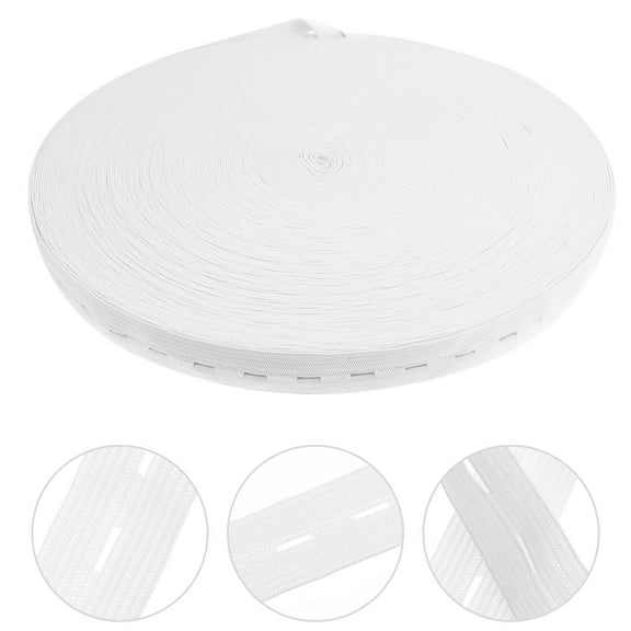 Moluckfu White Polyester Elastic Sewing Band 1 Roll for Belts and Hair Ties
