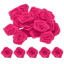 Uxcell 50pcs 3cm Ribbon Roses for Crafts Artificial Fabric Flowers, Rose Red