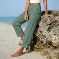 thumbnail image 6 of Linen Pants for Women High Waist Straight Dress Wide Leg Pants Business Casual Summer Beach Trousers with Pockets, 6 of 6