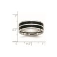 thumbnail image 2 of Stainless Steel Flat Band 8mm Double Row Black Carbon Fiber Inlay Polished Band Ring Size 11 Ring for Women and Men, 2 of 2