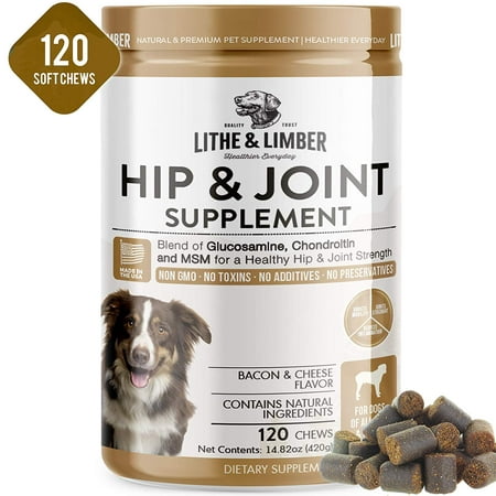 New Developed Breakthrough Formula Hip & Joint supplements for Dogs - Ultra Strength Glucosamine & MSM - Cartilage Support, Lubrication & Muscle Maintenance - 120