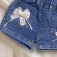 thumbnail image 6 of HAOTAGS Girls Denim Shorts(1-8), Summer Elastic Waist Jeans Shorts for Beach Vacation Blue 5-6Years, 6 of 6
