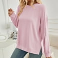 thumbnail image 7 of hotojiny Long Sleeve Sweatshirts for Women Fall Crew Neck Ribbed Knit Pullover Tops Side Slit Casual Loose Tunic Tops, 7 of 7