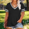 thumbnail image 3 of FAHXNVB Women's Plus Size V Neck T Shirts Short Sleeve Glitter Rhinestone Casual Summer Tees Tops Loose Lightweight Blouse, 3 of 4
