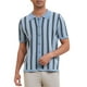 thumbnail image 5 of Polo de punto a rayas INSPIRE CHIC para hombres, camisetas de polo de manga corta con botones, jacquard, 2XL, azul claro, 5 of 6