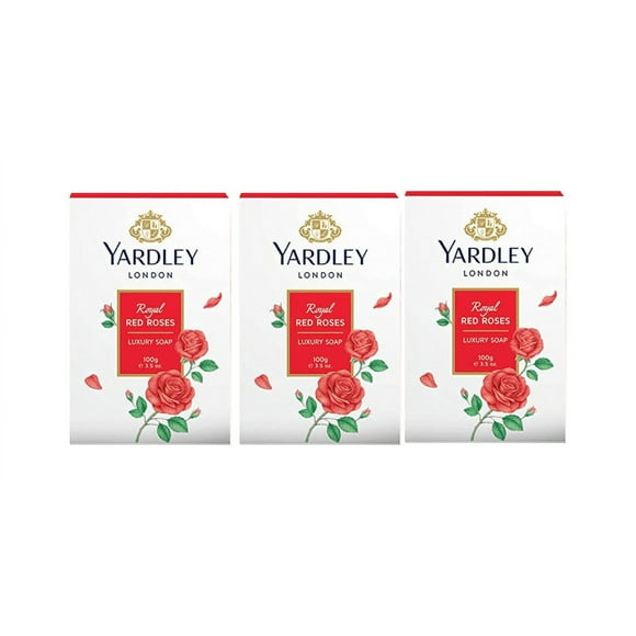 Yardley London Lot de 3 Savons de Luxe Roses Rouges 3,5 Oz Ch. 100 g Ch. EXP 2025
