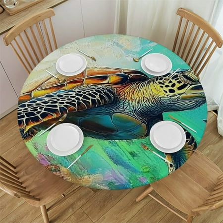 

Palnkart Round Tablecloth - Stain-Resistant & Washable for Indoor and Outdoor Use - Ideal for Restaurants Weddings Parties - Outdoor Fitted Style 42 -46