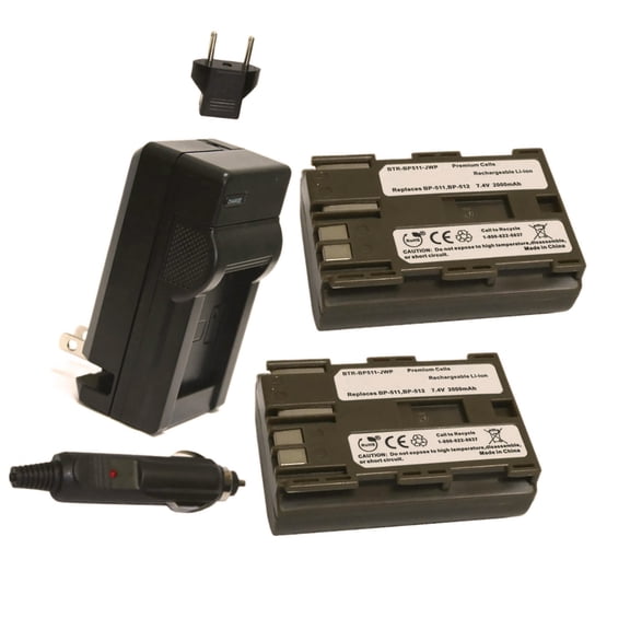 Canon ZR40 Replacement Battery 2000mAh (2-Pack) with Single Charger