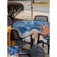 thumbnail image 5 of Outdoor Tablecloth with Umbrella Hole for Patio/Picnic/Party/Camping, Blue Coastal Whale Waterproof Table Cloth Square Cover Washable, Farmhouse Nautical Starfish Coral Leaf (60"x 60"), 5 of 9