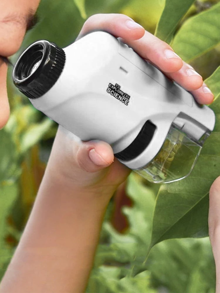 TAL Microscope portatif 60-120x Microscope de poche Led Light Mini  microscope portable (Blanc)
