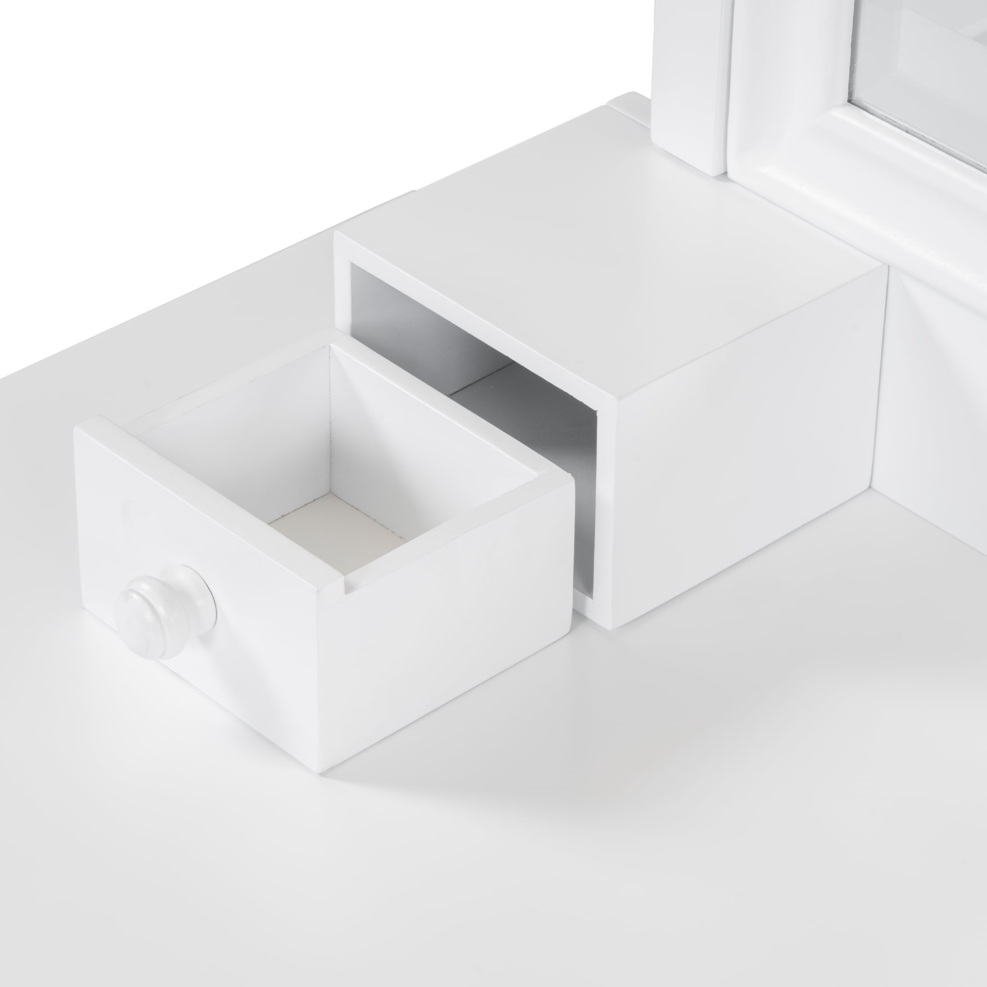 MODERNLUXE Makeup Vanity Desk with Mirror,Dressing Table Set with 5 Drawers, 2 Cabinets and Stool,Space-Saving Beauty Station for Bedroom,White