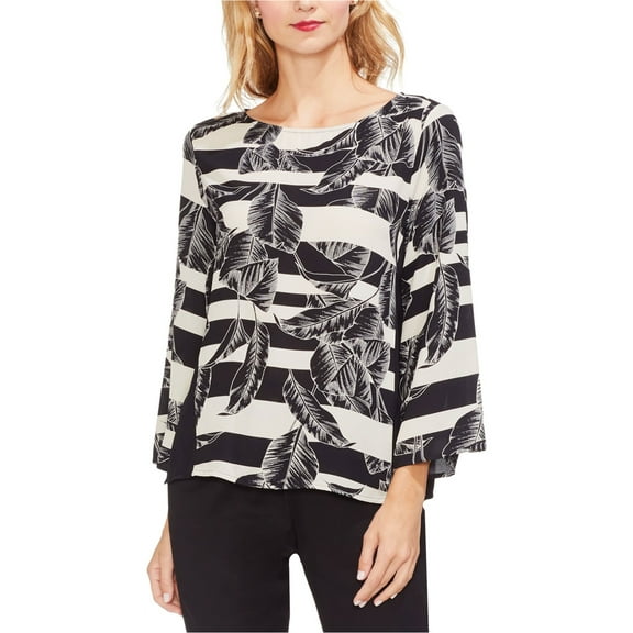 Vince Camuto Womens Bell Sleeve Pullover Blouse, Black, Small