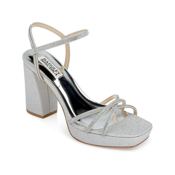 Badgley Mischka Womens Frida Glitter Slingback Platform Sandals