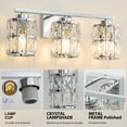 thumbnail image 4 of Deyidn 3-Light Chrome Bathroom Vanity Light, 18.9" Dimmable Modern Wall Mirror Light Fixture with Cylinder Crystal Shades for Bathroom, Powder Room, 4 of 9
