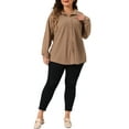thumbnail image 2 of Agnes Orinda Women's Plus Size Waffle Knit Shirt Jacket Casual Long Sleeve Button Down Blouses 1X Brown, 2 of 6