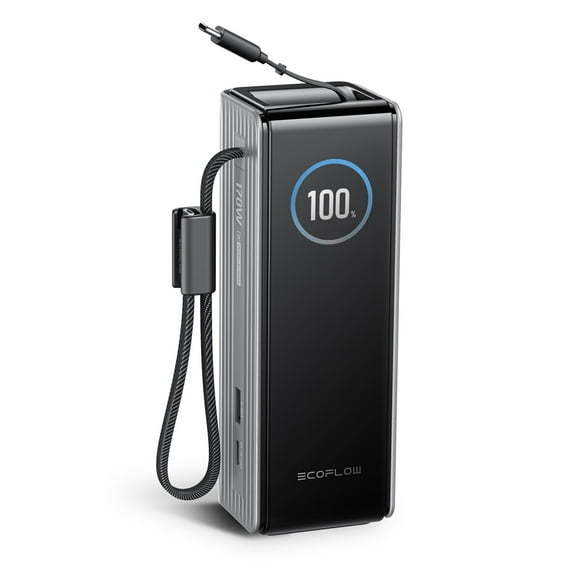 EF EcoFlow Rapid Power Bank (25,000mAh, 170W, 100W Built-in and Retractable Cables), Portable Charger with 100W USB-C Port, Built-in and Retractable C