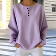 thumbnail image 2 of Tsesme Women’s Striped Sweatshirt - Round Neck Button Pullover Tops - Long Sleeve Relaxed Fits Fall Fashion Sweatshirt Tops, 2 of 6