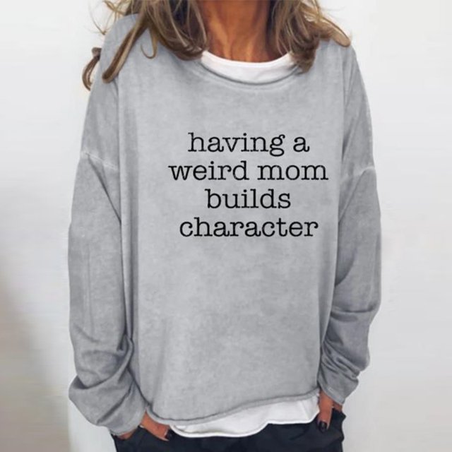 Puntoco mujeres de gran tamaño texto divertido letra impresa cuello redondo manga larga suelta solo sudadera tops pulóver blusa Puntoco Puntoco-2431
