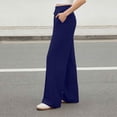 thumbnail image 6 of VEKDONE Women's Stretchy Wide Leg Pant High Waist Straight Sports Traousers Summer Loose Fit Comfy Yoga Pants with Pockets Outdoor Running Joggers Pants Navy L, 6 of 7
