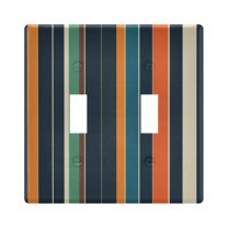 Yayeee Toggle Light Switch Wall Plate 2-Gang 4.56"x4.48" Decorative Outlet Cover, Navy Blue Stripes