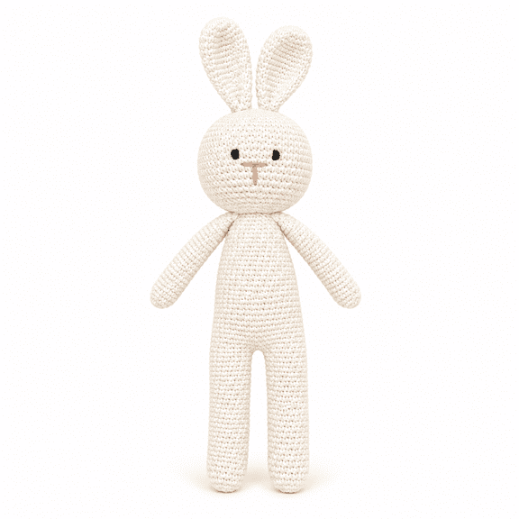 Handmade Crochet Rabbit Plush Figure, Knitted Bunny Character Decorative Collectible Gift and Display Accent