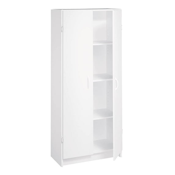 ZXNYH Pantry Cabinet Cupboard with 2 Doors, Adjustable Shelves, Standing, Storage for Kitchen, Laundry or Utility Room, White