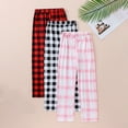 thumbnail image 2 of 3 Pcs Baggy Pants for Girls 10-12 Black 𝑷ajama Pants for Boys Girls, Thick Flannel Kids Plaid 𝑷ajamas Lounge 𝑷j Bottoms with Drawstring Pockets for Sleepwear, 2 of 6