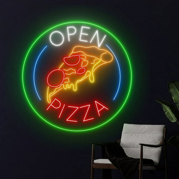 Handmadetneonsign Pizza Open Neon Sign, Pizza Restaurant Wall Decor, Italian Food Wall Decor