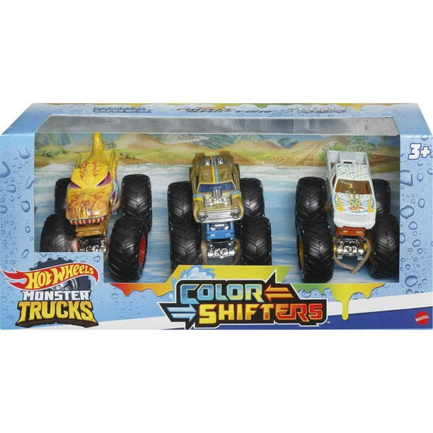 Hot Wheels Monster Trucks 1:64 Color Shifters, 3-Pack of Toy Trucks ...