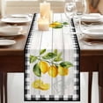 thumbnail image 3 of Table Runners 90 Inches Long Dress Scarves, Yellow Lemon Farmhouse Coffee/Dining/Kitchen Table Runner for Living Room, Summer Botanical Black White Checkered Wooden 13x90 Inch, 3 of 9