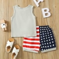 thumbnail image 4 of Otqutp Outfits Set for Baby Party Toddler Boys Independence Day 4 Of July Sleeveless Letter Prints T Shirt Tops Vest Shorts Outfits, 4 of 7