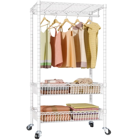 VIPEK R2 Laundry Sorter Rolling Garment Rack Laundry Hamper Basket Cart with Wheels, White