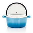 thumbnail image 4 of MegaChef 5 Quarts Round Enameled Cast Iron Casserole with Lid in Blue, 4 of 7