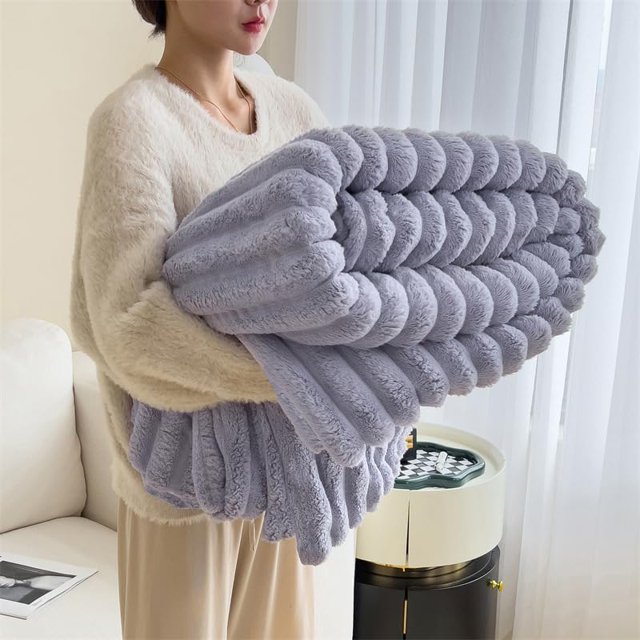 Bunny Blanket for Women, Bunny Blanket for Adults, Bunny Blanket King Size, Soft Bunny Fluffy Fuzzy Warm Blanket for Girls, for Chair Bed Sofa (Purple,120x200cm(47x79in))