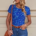 thumbnail image 4 of Cauagu Blue Circles Mosaic Women's Crew Neck Round Short Sleeve T Shirts Tops Bodysuit Daily Jumpsuit-Large, 4 of 7