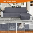 thumbnail image 4 of SHANNA Sectional Couch Covers 100% Waterproof L Shaped Sofa Slipcover, 3pcs Reversible Chaise Lounge Cover for Sectional Couch Furniture Protector for Pets Dog Cat, Dark Gray, Medium, 4 of 14