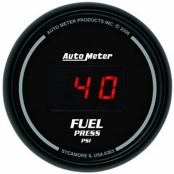 AutoMeter 6363 Sport-Comp Digital Fuel Pressure Gauge; 2-1/16 in.; Black Dial Face; Red Digital LED; Digital; 0-100 PSI;