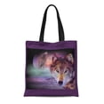 thumbnail image 1 of JSDART Canvas Tote Bag Wolves Purple Wolf Wild Moon Howling Mystic Reusable Handbag Shoulder Grocery Shopping Bags, 1 of 1