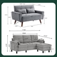 thumbnail image 7 of 79" Convertible Sectional Sofa Set, Small L Shaped 3-Seat Couch with Reversible Chaise and Accent Chair, Modern Linen Sofas Couches for Living Room, LightGrey, 7 of 7
