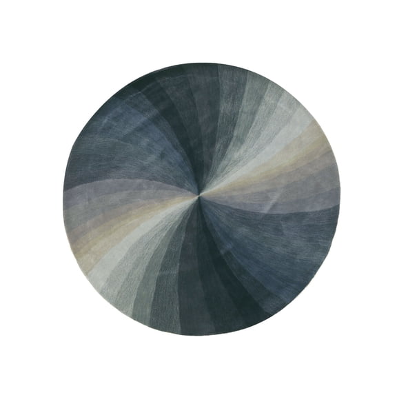 EORC Blue Hand-Tufted Wool Contemporary Swirl Rug, 4' Round-Color:Blue,Material:Wool
